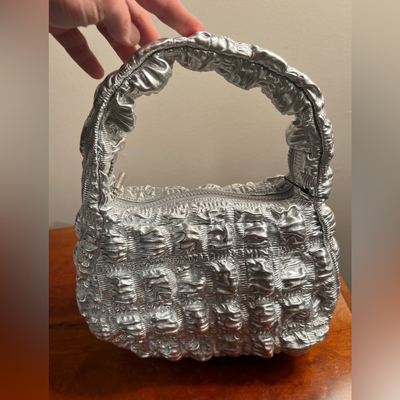 NWT JASON WU Silver Metallic and wild lime hand bag. - Picture 9 of 16